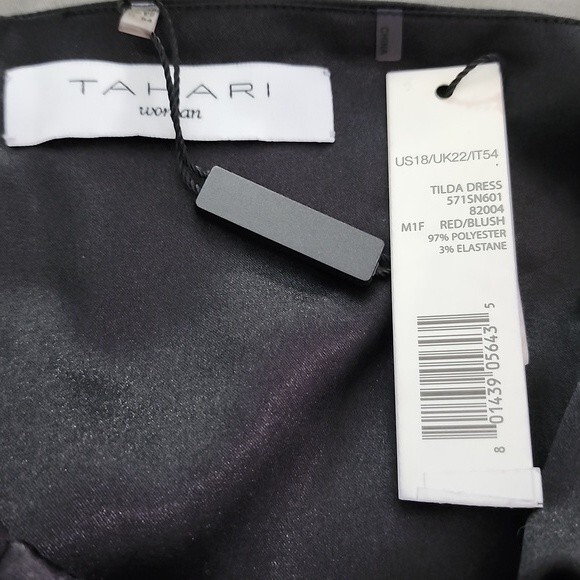 Tahari Tilda Satin Sheath Dress Sleeveless Black Size 18 NWT - Picture 15 of 16